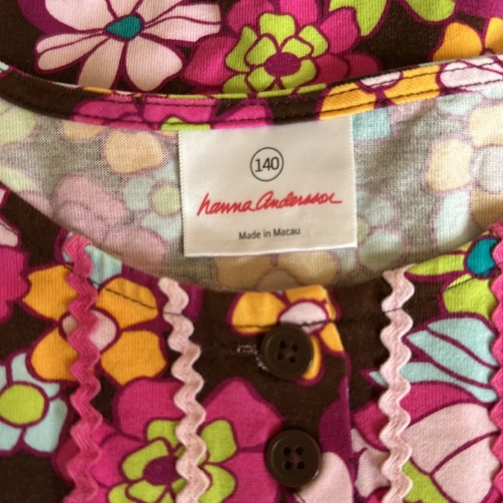 Hanna Andersson Floral Long Sleeve Trapeze Top Shirt Brown Pink Orange Blue 10